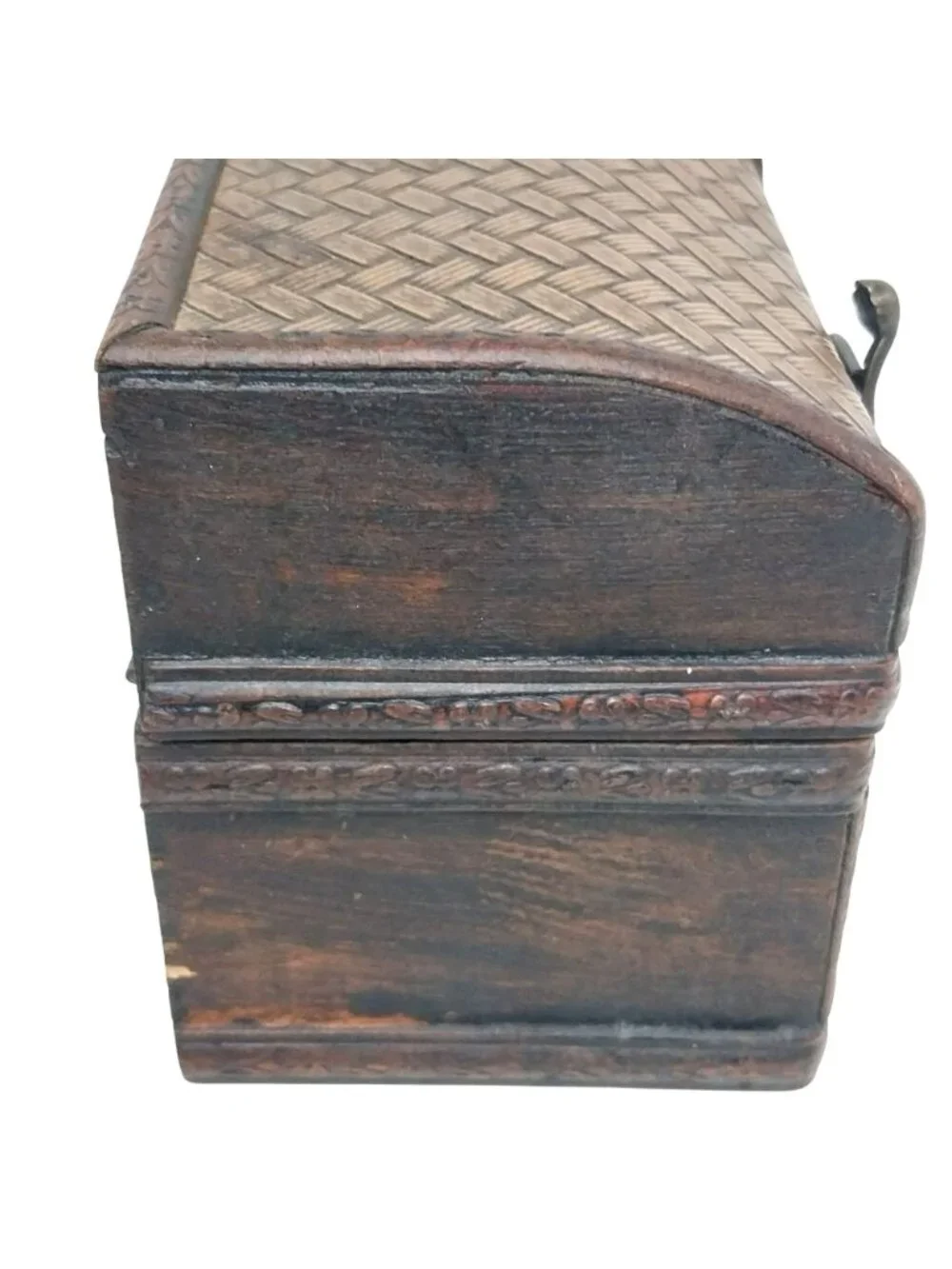 Vintage Decorative Woven Wooden Treasure Chest Storage Trinket Box Antique Style